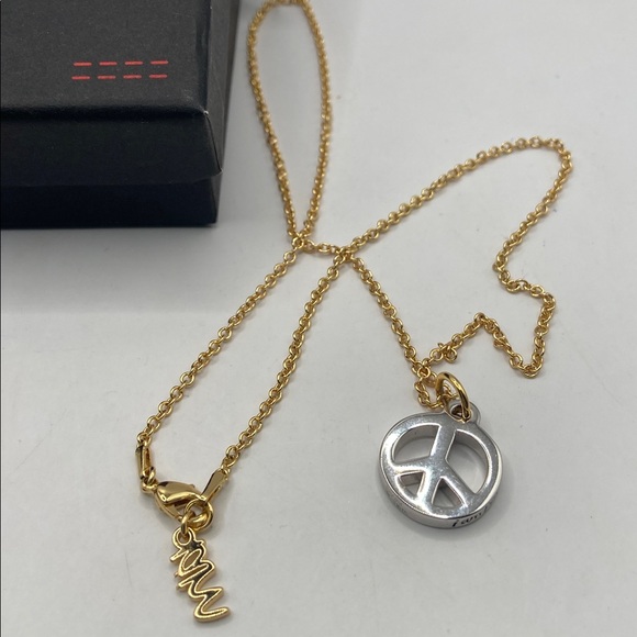 Peace Love World Two Tone Brass I Am Peace Necklace 18”L NIB Retro Bohemian - Picture 5 of 9